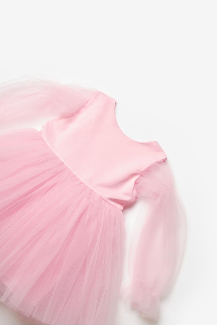 Pembe Kelebek Kanatlı Kız Çocuk Elbise